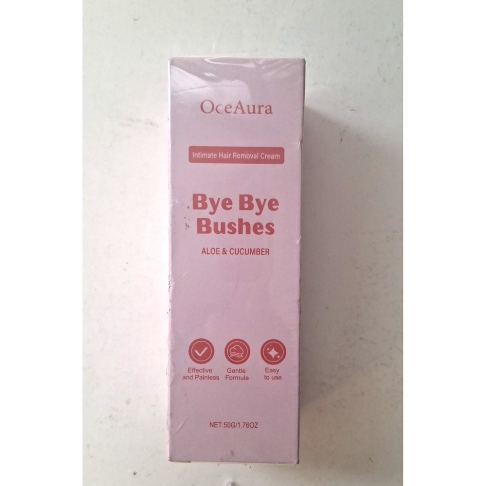 New Sealed OceAura Bye Bye Bushes Hair Removal Cream 1.76oz Aloe & Cucumber